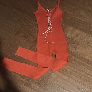 ICON Rust Lace-Up Jumpsuit